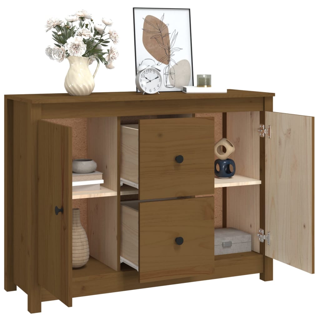 Sideboard Honigbraun 100x35x74 cm Massivholz Kiefer