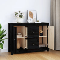 Thumbnail for Sideboard Schwarz 100x35x74 cm Massivholz Kiefer