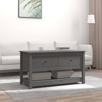 Thumbnail for Couchtisch Grau 102x49x55 cm Massivholz Kiefer