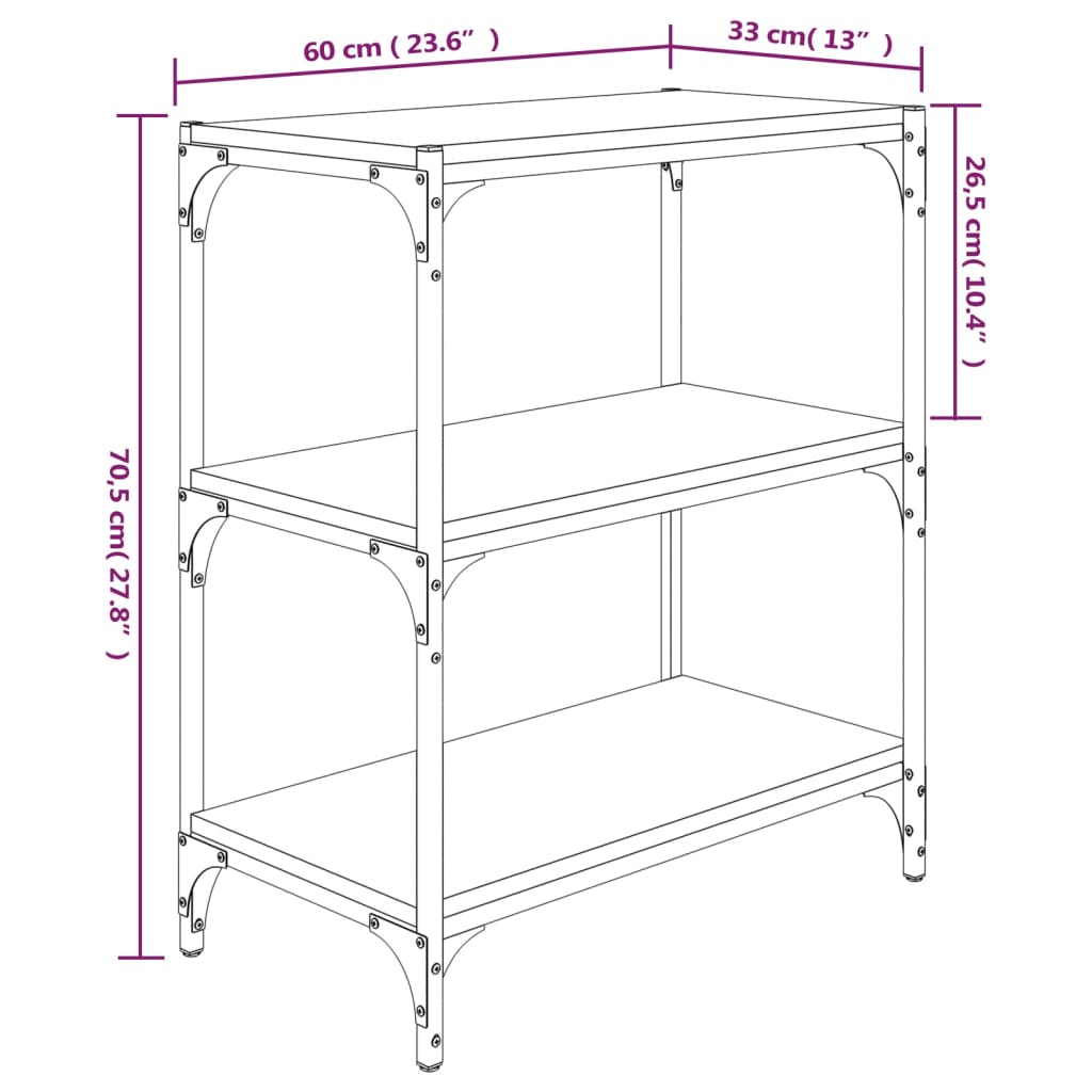 Bücherregal Sonoma-Eiche 60x33x70,5 cm Holzwerkstoff und Stahl