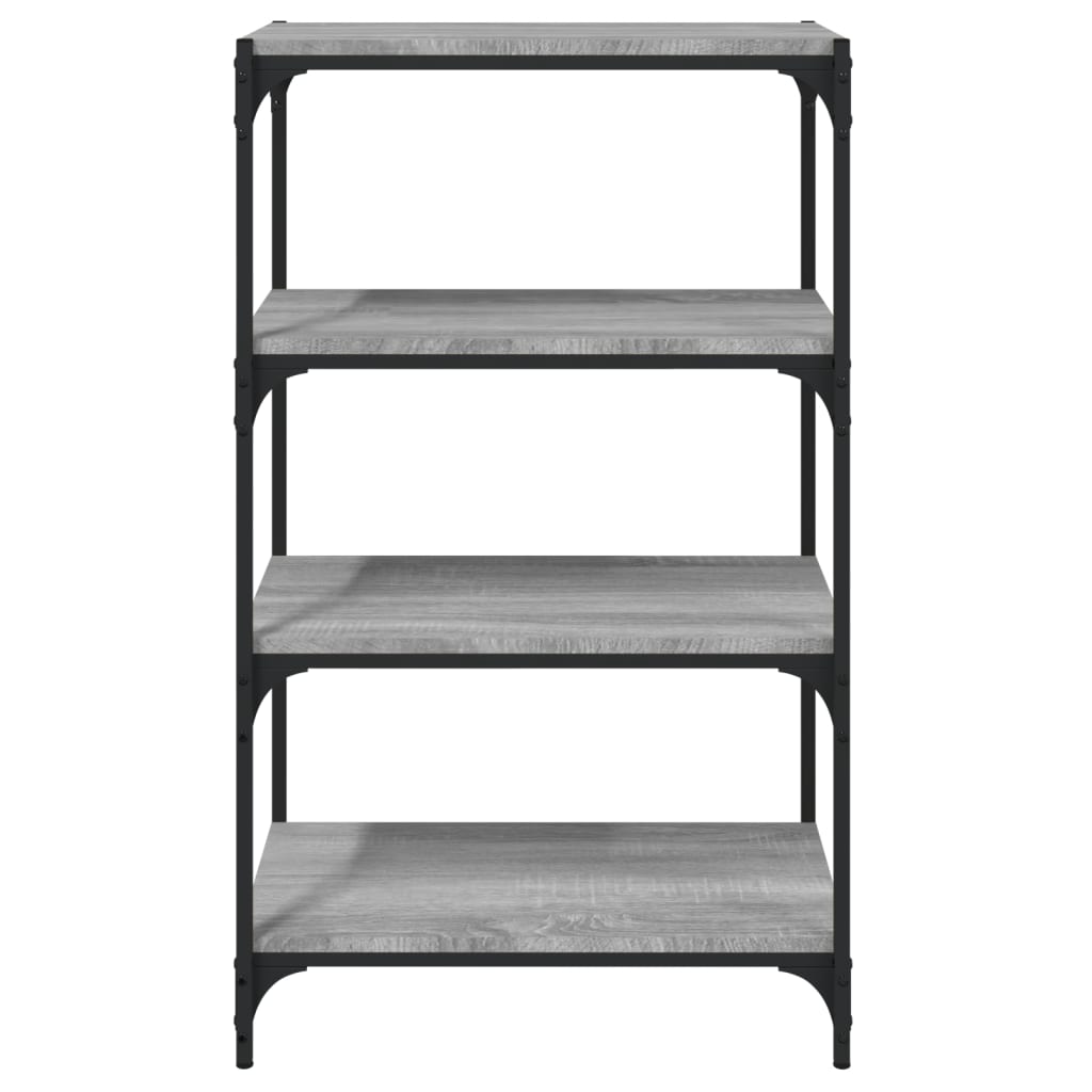 Bücherregal Grau Sonoma 60x33x100 cm Holzwerkstoff und Stahl