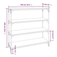 Thumbnail for Bücherregal Braun Eichen-Optik 100x33x100cm Holzwerkstoff Stahl