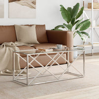 Thumbnail for Couchtisch 110x45x45 cm Edelstahl und Glas