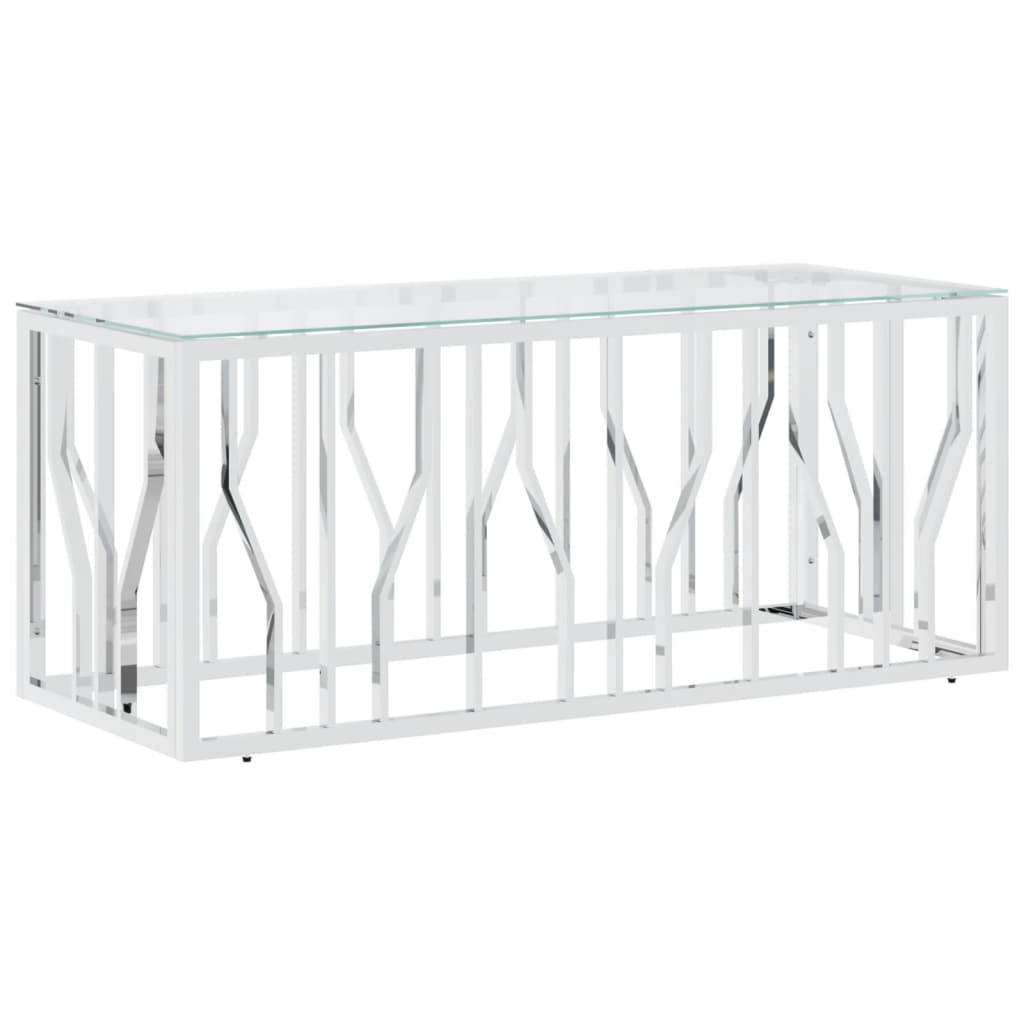 Couchtisch 110x45x45 cm Edelstahl und Glas