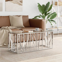Thumbnail for Couchtisch 110x45x45 cm Edelstahl und Glas