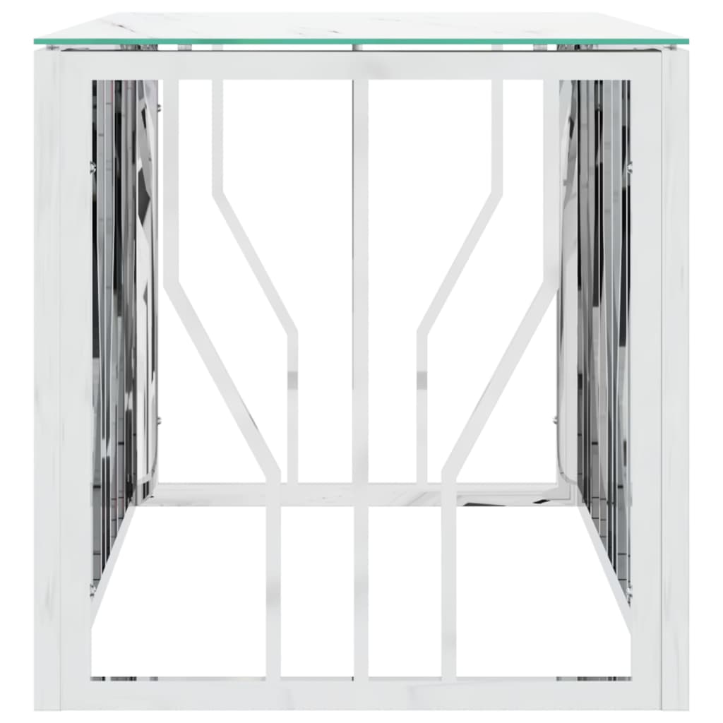 Couchtisch Silbern 110x45x45 cm Edelstahl und Glas