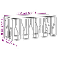Thumbnail for Couchtisch Silbern 110x45x45 cm Edelstahl und Glas