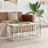 Thumbnail for Couchtisch Silbern 110x45x45 cm Edelstahl und Glas