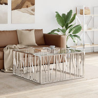 Thumbnail for Couchtisch 100x100x50 cm Edelstahl und Glas