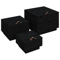 Thumbnail for Aufbewahrungsboxen mit Deckeln 3 Stk. Schwarz Massivholz Kiefer