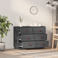 Thumbnail for Sideboard Grau 100x40x75 cm Massivholz Kiefer