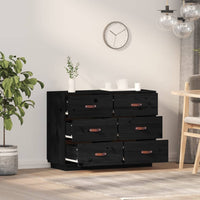 Thumbnail for Sideboard Schwarz 100x40x75 cm Massivholz Kiefer
