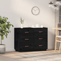 Thumbnail for Sideboard Schwarz 100x40x75 cm Massivholz Kiefer
