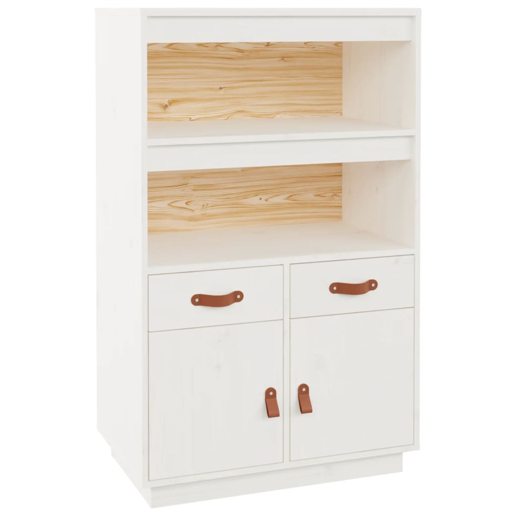 Highboard Weiß 67x40x108,5 cm Massivholz Kiefer