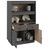 Thumbnail for Highboard Grau 67x40x108,5 cm Massivholz Kiefer