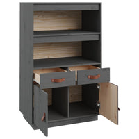 Thumbnail for Highboard Grau 67x40x108,5 cm Massivholz Kiefer