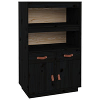 Thumbnail for Highboard Schwarz 67x40x108,5 cm Massivholz Kiefer
