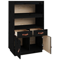 Thumbnail for Highboard Schwarz 67x40x108,5 cm Massivholz Kiefer