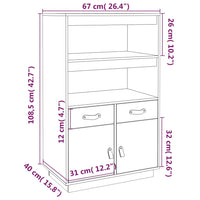 Thumbnail for Highboard Schwarz 67x40x108,5 cm Massivholz Kiefer