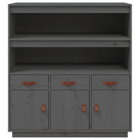 Thumbnail for Highboard Grau 100x40x108,5 cm Massivholz Kiefer