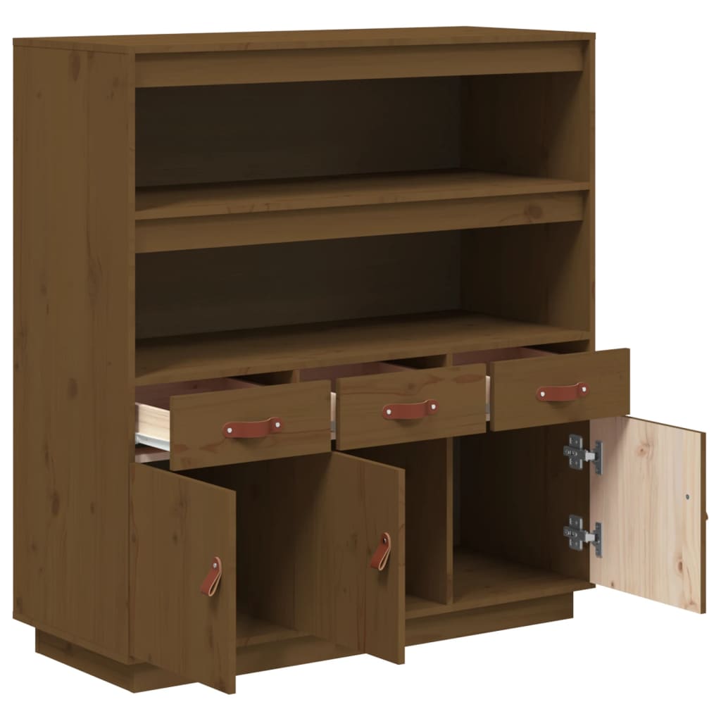 Highboard Honigbraun 100x40x108,5 cm Massivholz Kiefer