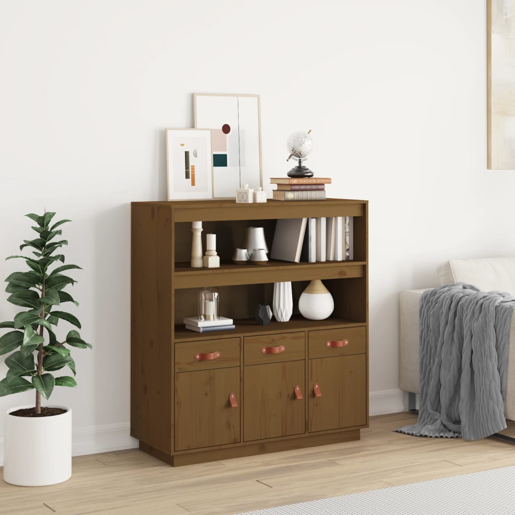 Highboard Honigbraun 100x40x108,5 cm Massivholz Kiefer