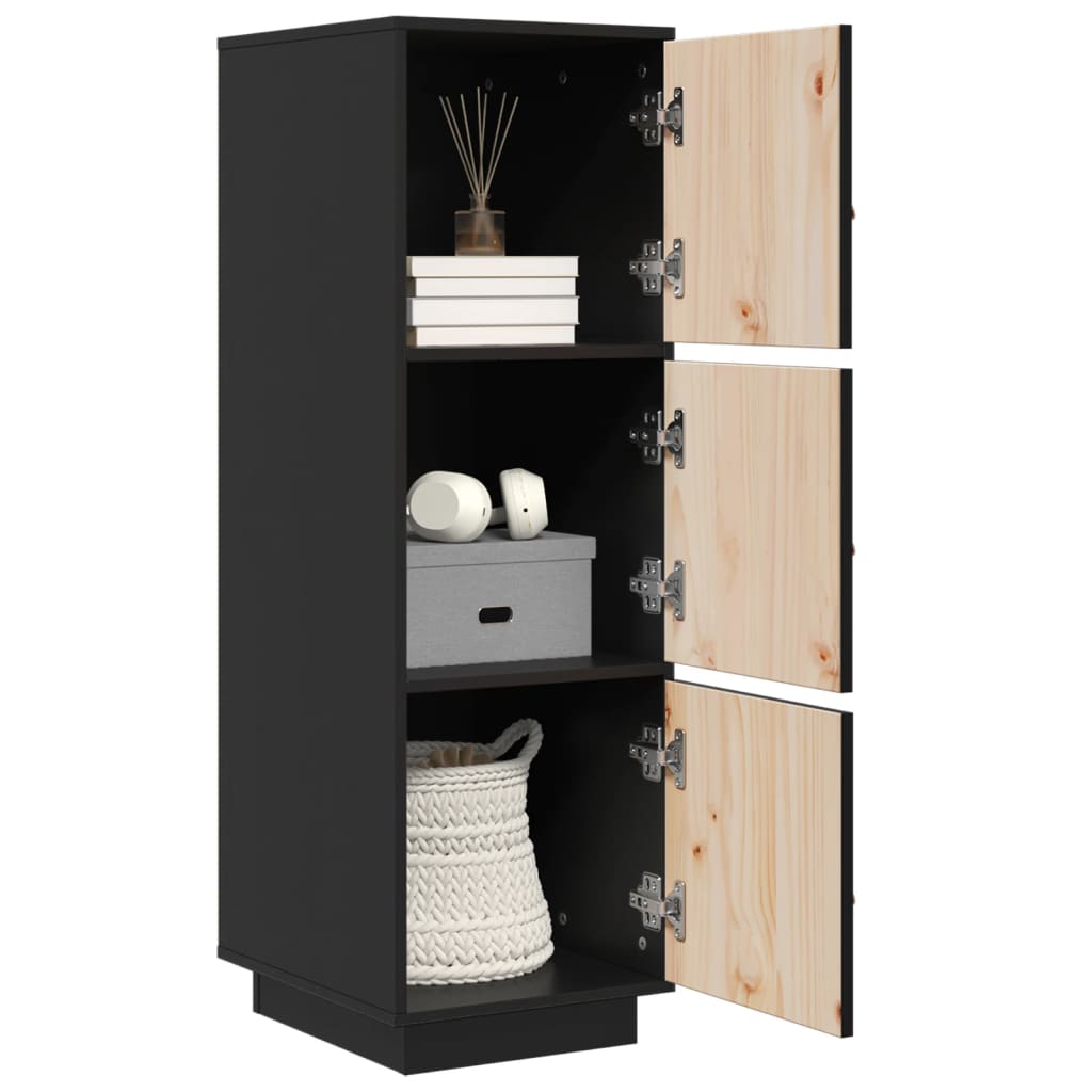 Highboard Schwarz 34x40x108,5 cm Massivholz Kiefer