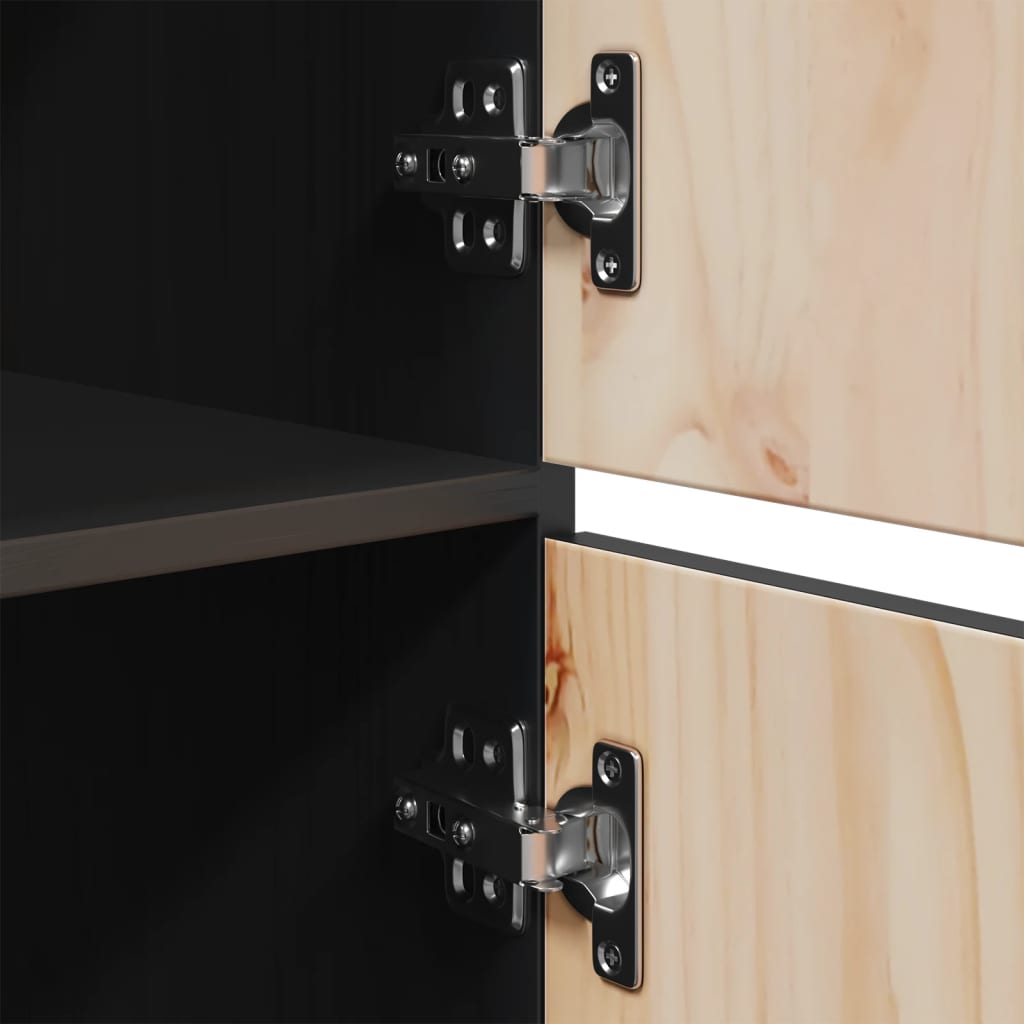 Highboard Schwarz 34x40x108,5 cm Massivholz Kiefer