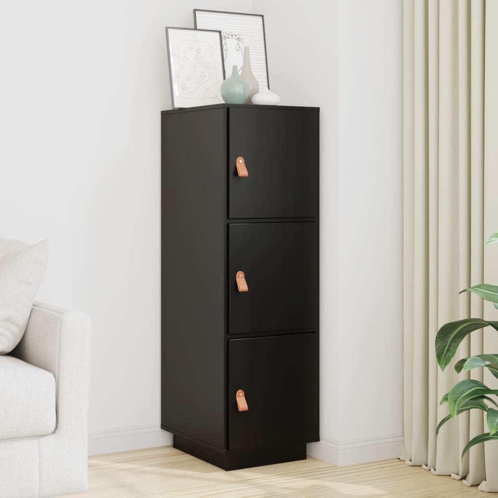 Highboard Schwarz 34x40x108,5 cm Massivholz Kiefer