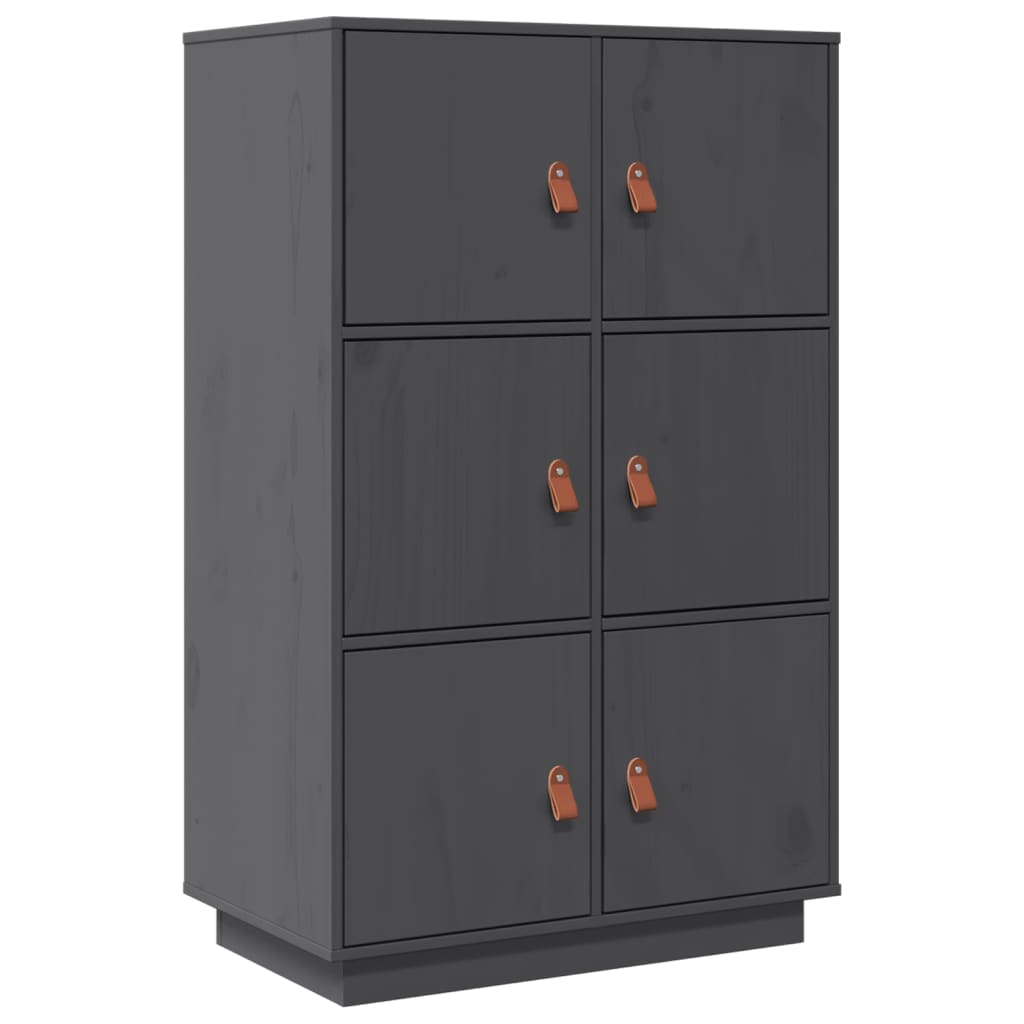 Highboard Grau 67x40x108,5 cm Massivholz Kiefer