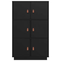 Thumbnail for Highboard Schwarz 67x40x108,5 cm Massivholz Kiefer