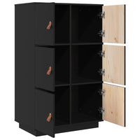 Thumbnail for Highboard Schwarz 67x40x108,5 cm Massivholz Kiefer