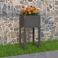 Thumbnail for Pflanzkübel Grau 40x40x81 cm Massivholz Kiefer