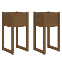 Thumbnail for Pflanzkübel 2 Stk. Honigbraun 40x40x81 cm Massivholz Kiefer