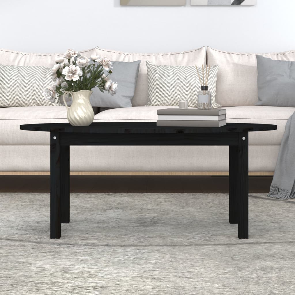 Couchtisch Schwarz 110x55x45 cm Massivholz Kiefer