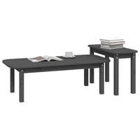 Thumbnail for 2-tlg. Couchtisch-Set Grau Massivholz Kiefer