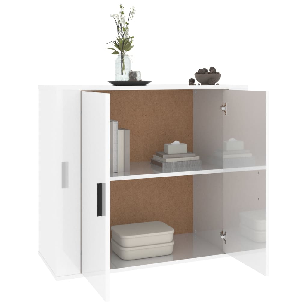 Sideboard Hochglanz-Weiß 80x33x70 cm Holzwerkstoff
