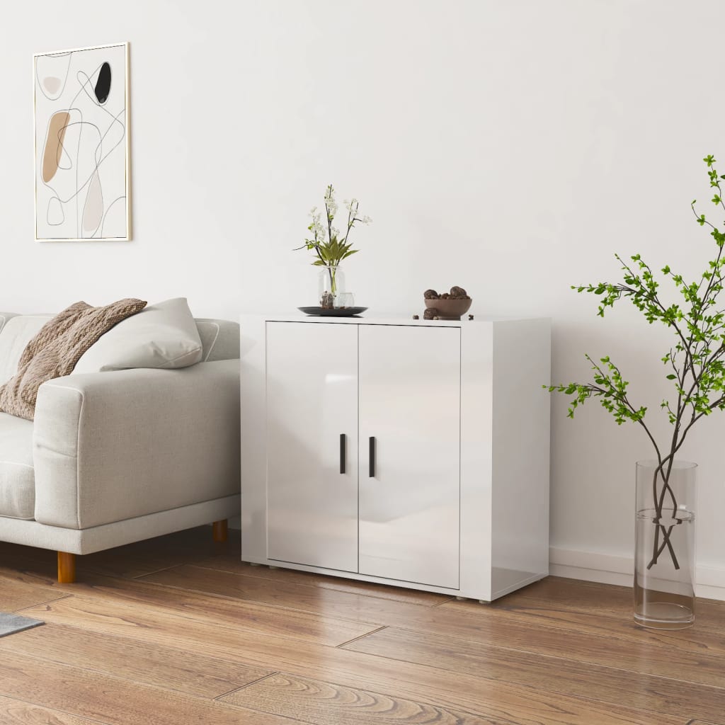 Sideboard Hochglanz-Weiß 80x33x70 cm Holzwerkstoff