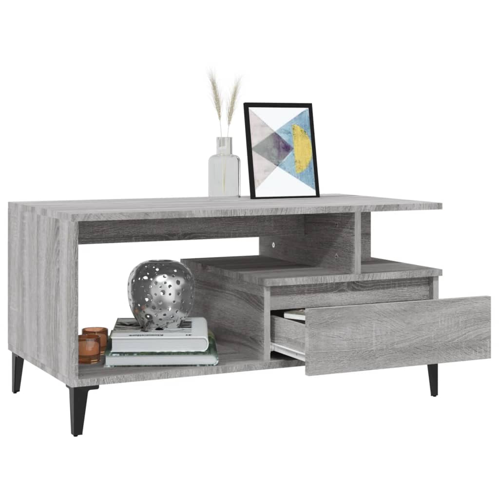 Couchtisch Grau Sonoma 90x49x45 cm Holzwerkstoff