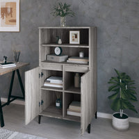 Thumbnail for Highboard Grau Sonoma 60x36x110 cm Holzwerkstoff