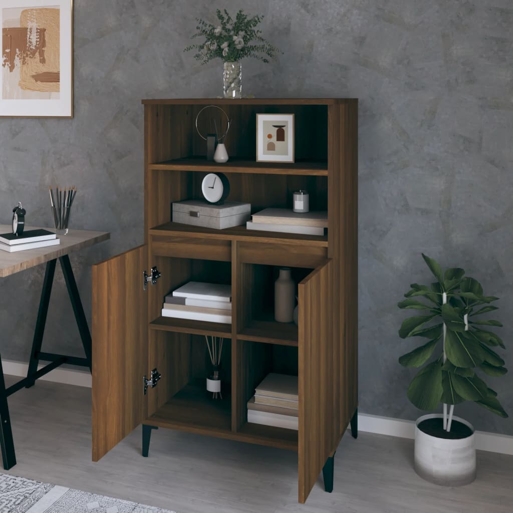 Highboard Braun Eichen-Optik 60x36x110 cm Holzwerkstoff