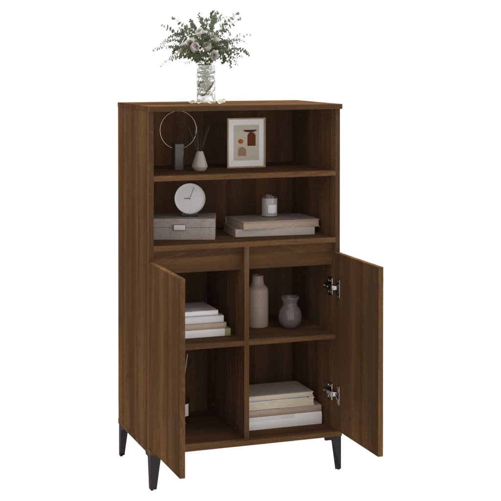 Highboard Braun Eichen-Optik 60x36x110 cm Holzwerkstoff