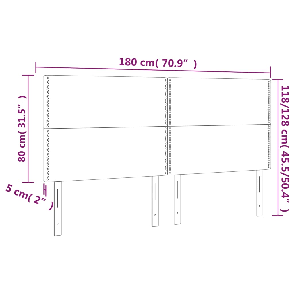 Kopfteile 4 Stk. Hellgrau 90x5x78/88 cm Stoff