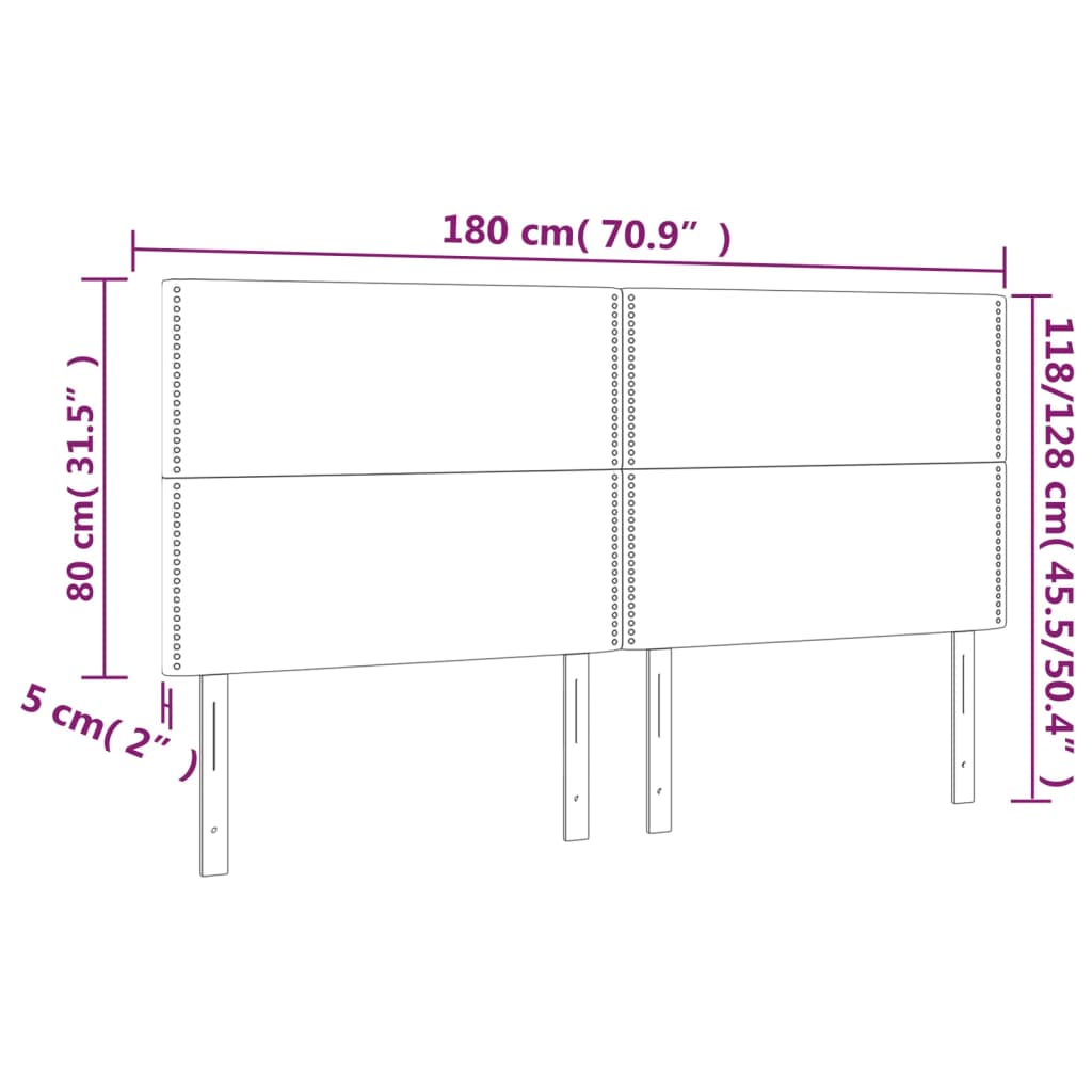 Kopfteile 4 Stk. Creme 90x5x78/88 cm Stoff