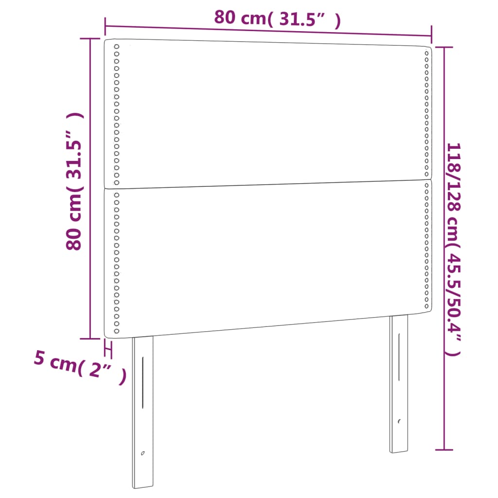 Kopfteile 2 Stk. Schwarz 80x5x78/88 cm Samt