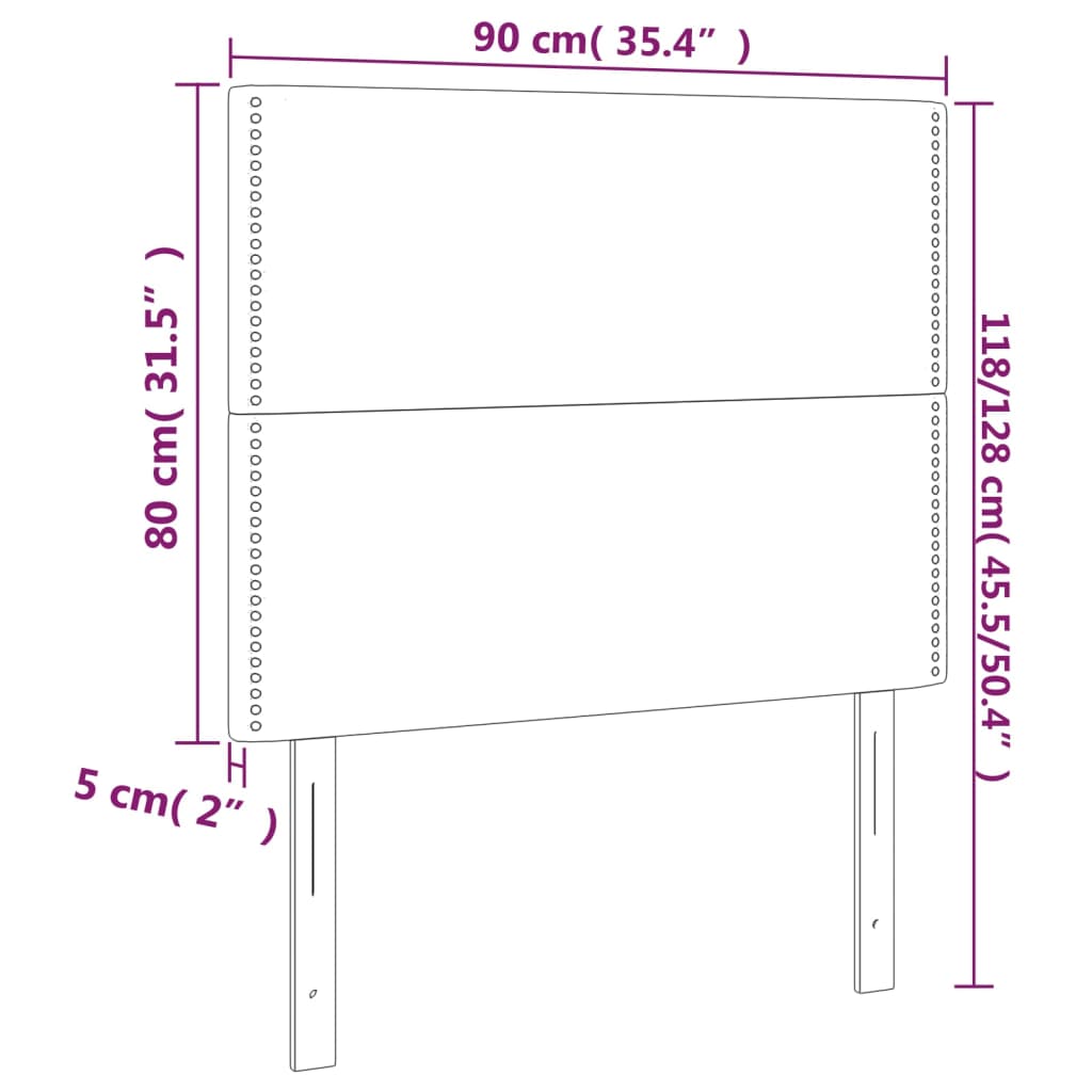 Kopfteile 2 Stk. Dunkelgrau 90x5x78/88 cm Samt