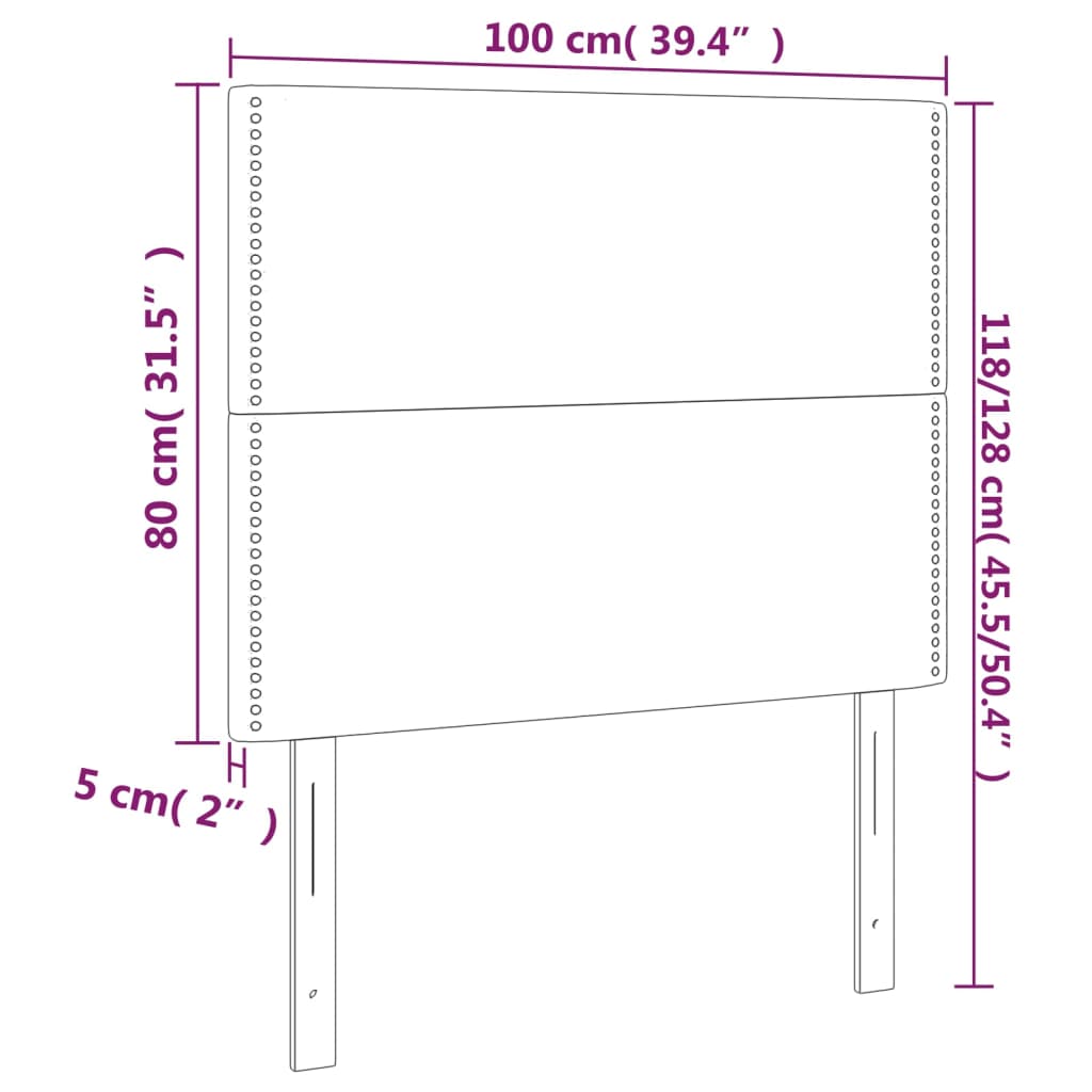 Kopfteile 2 Stk. Rosa 100x5x78/88 cm Samt