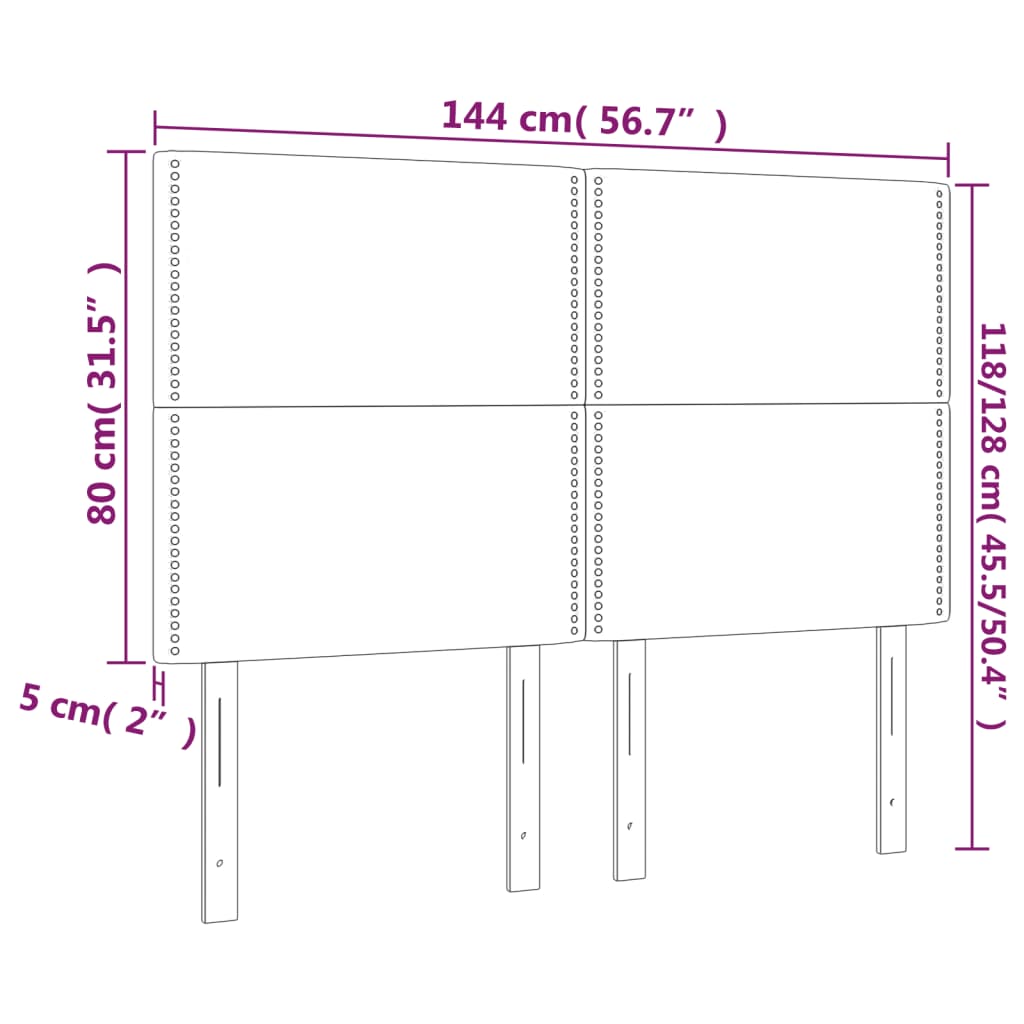 Kopfteile 4 Stk. Hellgrau 72x5x78/88 cm Samt