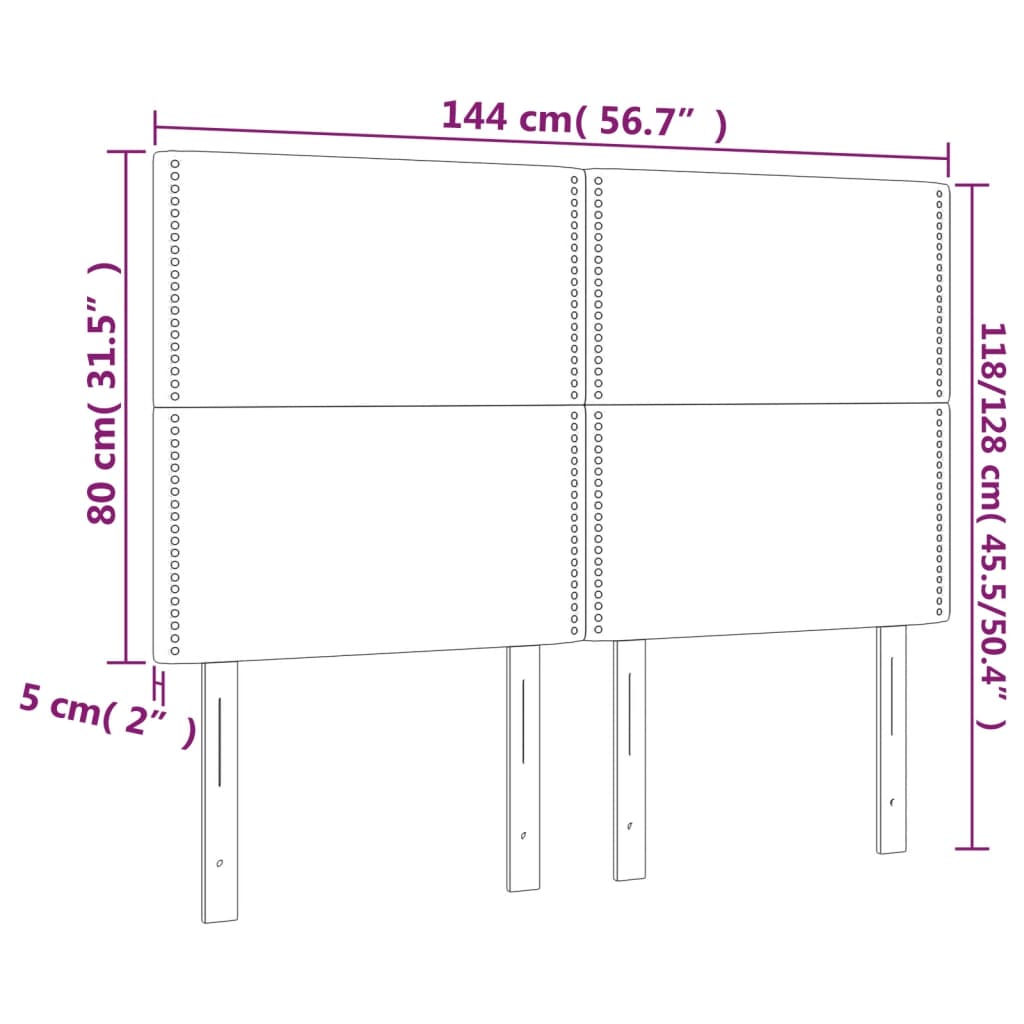 Kopfteile 4 Stk. Dunkelblau 72x5x78/88 cm Samt