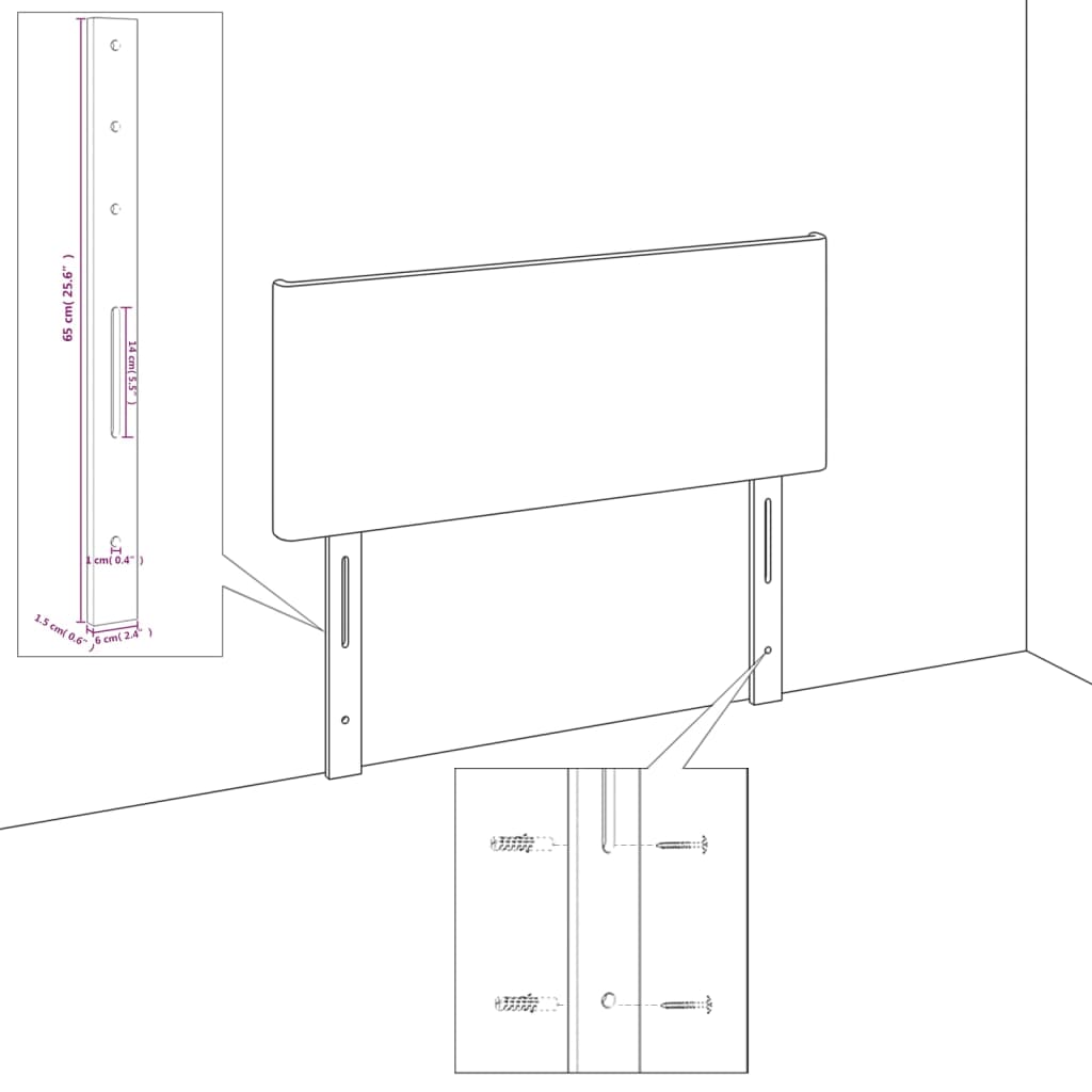 Kopfteile 2 Stk. Creme 80x5x78/88 cm Kunstleder